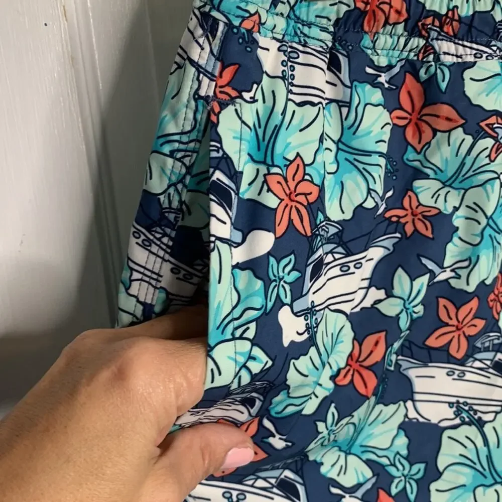 Vineyard Vines Men’s Printed Preppy Boat Floral Chappy Swim Trunks M-119 Sz S